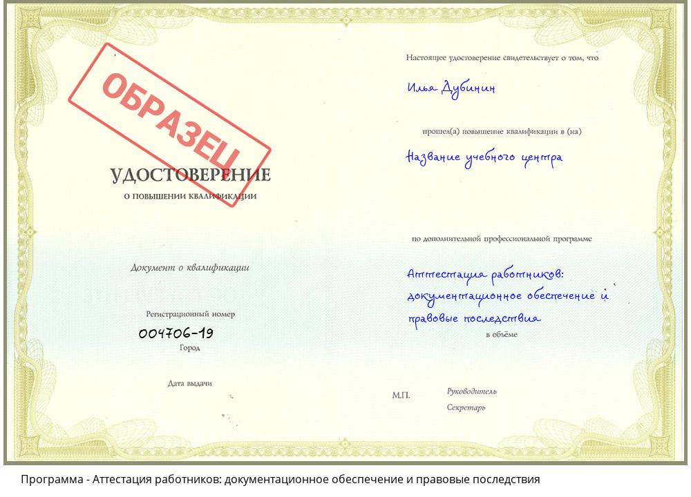 Аттестация работников: документационное обеспечение и правовые последствия Ивантеевка