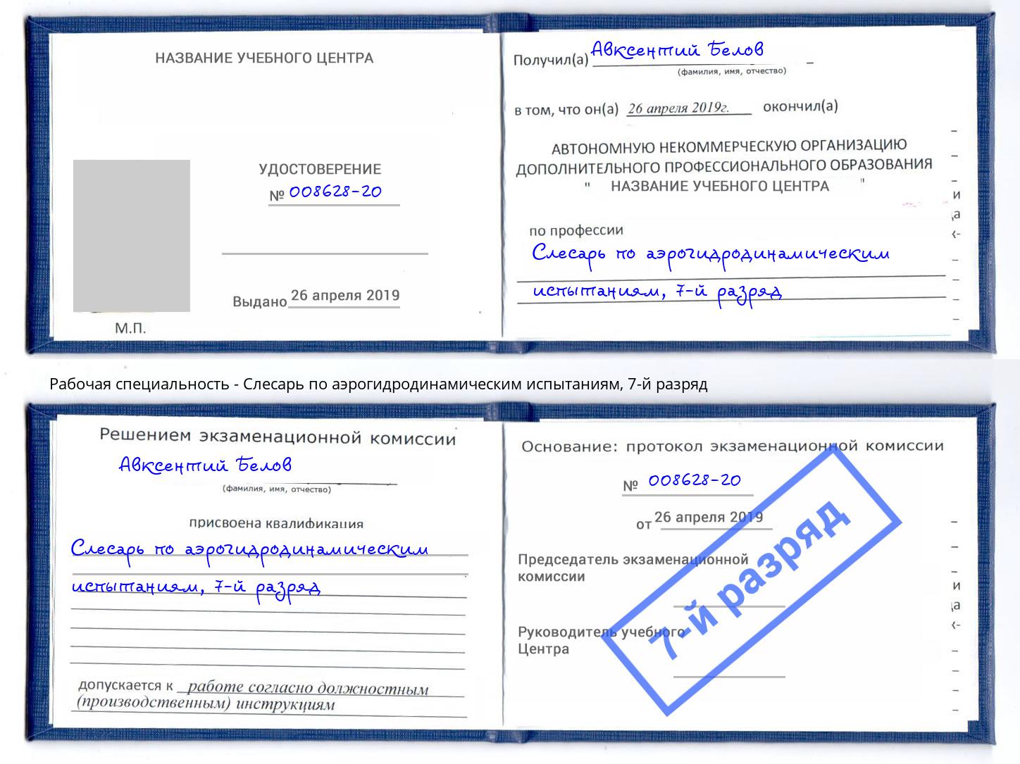 корочка 7-й разряд Слесарь по аэрогидродинамическим испытаниям Ивантеевка