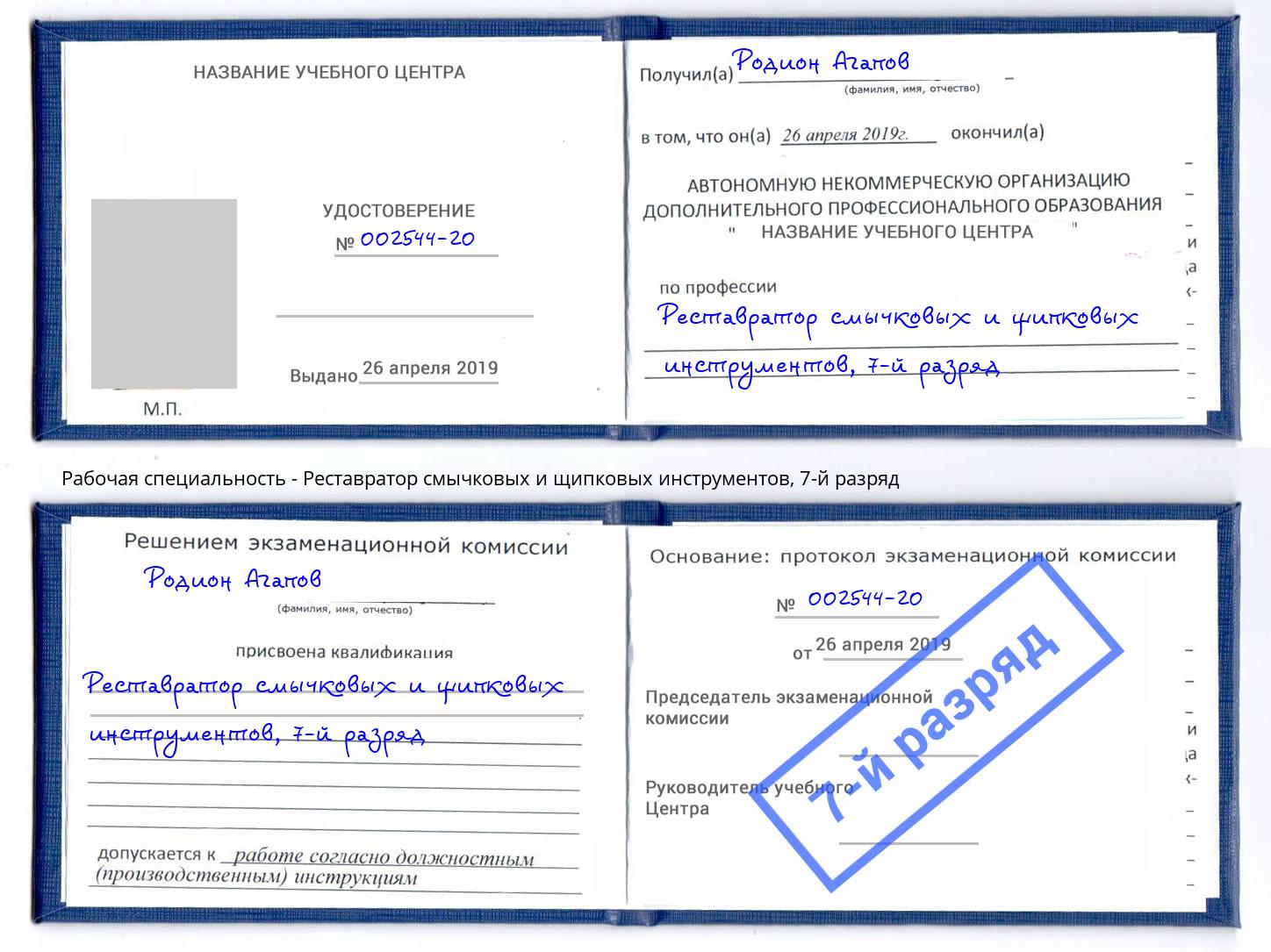 корочка 7-й разряд Реставратор смычковых и щипковых инструментов Ивантеевка