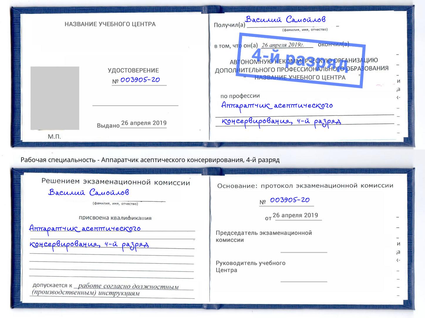 корочка 4-й разряд Аппаратчик асептического консервирования Ивантеевка