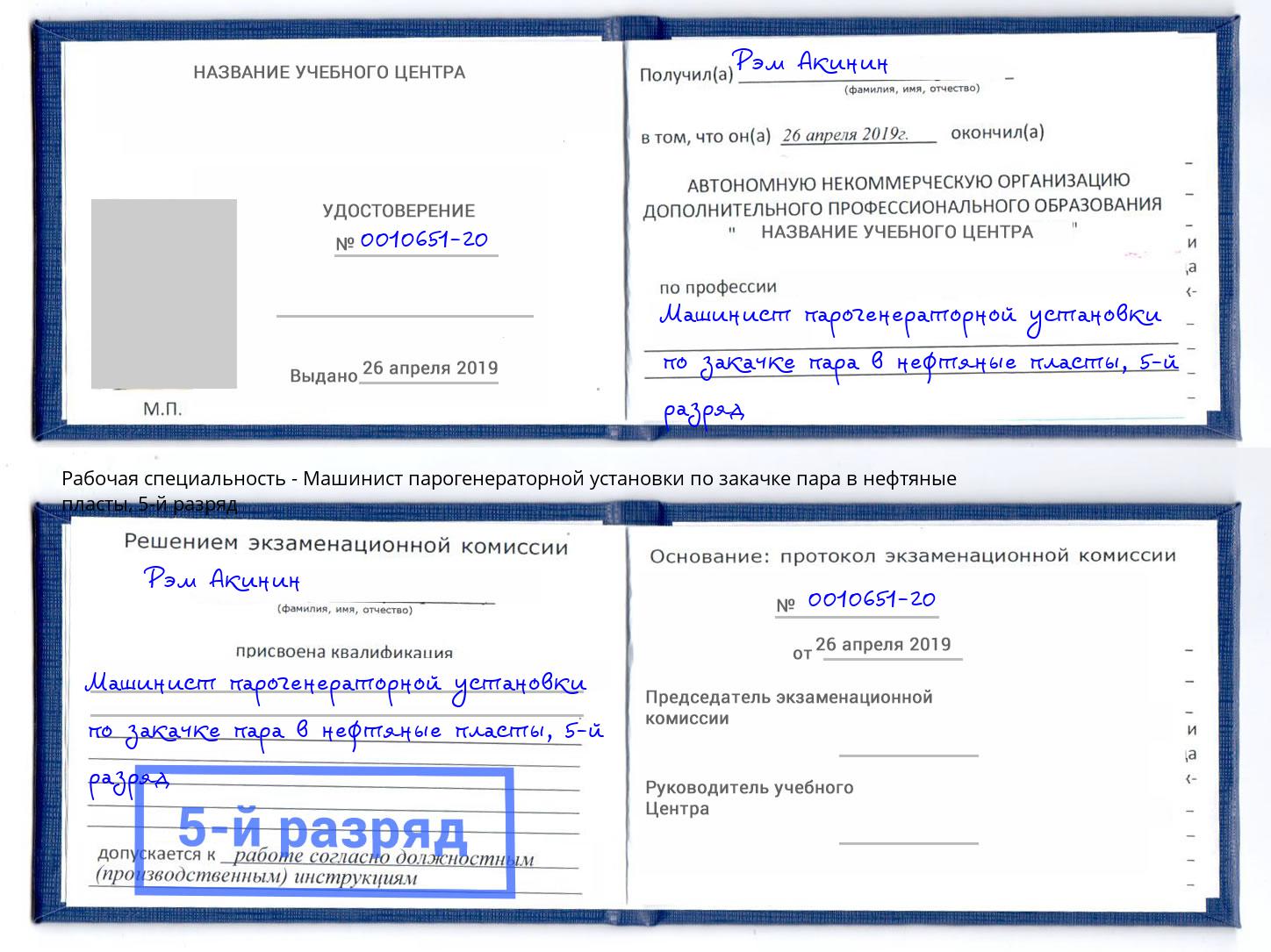 корочка 5-й разряд Машинист парогенераторной установки по закачке пара в нефтяные пласты Ивантеевка